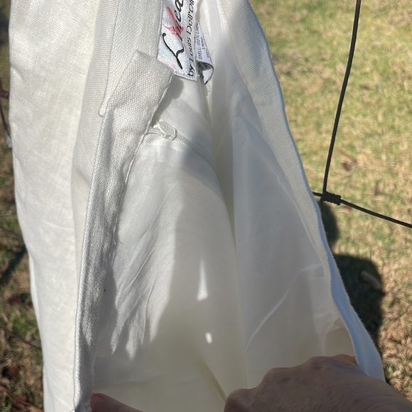 IVORY Linen Cropped Wide Leg Pants Linea By Louis Dell’Olio 1X - Picture 9 of 9